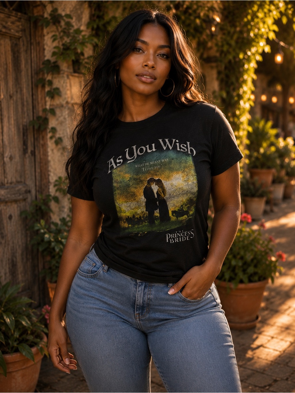 Black 'As You Wish' Short Sleeve Graphic Tee - The Princess Bride